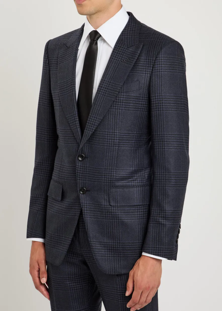Houndstooth wool blazer
