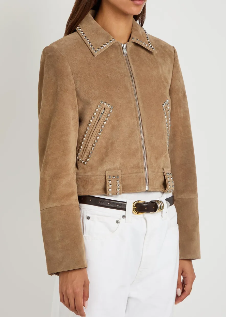 Hugo stud-embellished suede jacket