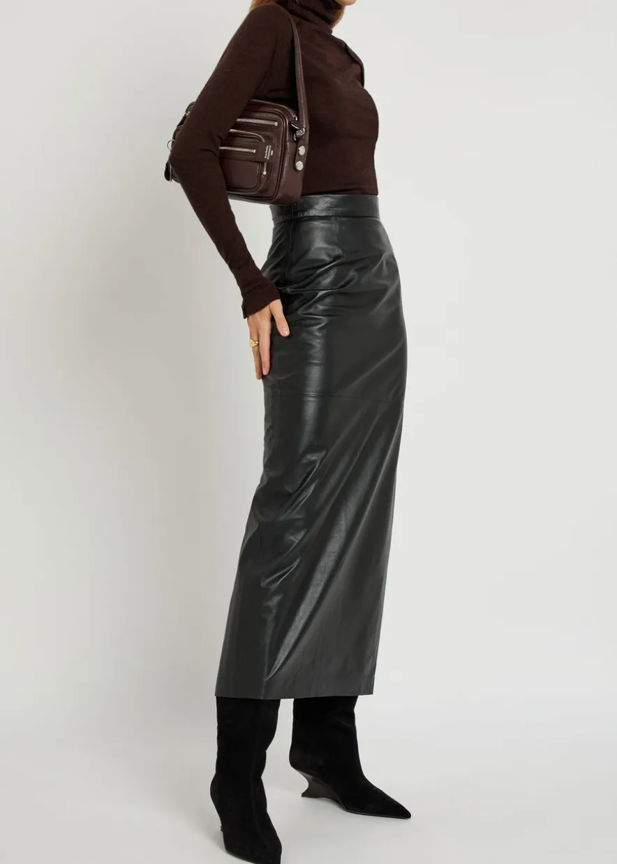 Huguette leather maxi skirt