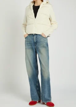 Hybridge hooded shell and wool-blend jacket