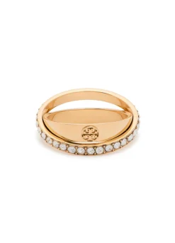 Icon Double pavé 18kt gold-plated ring