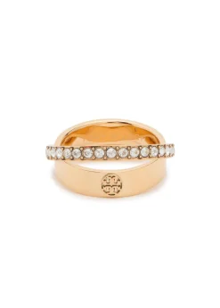 Icon Double pavé 18kt gold-plated ring