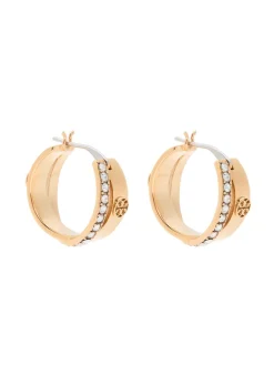Icon pavé double-hoop 18kt gold-plated hoop earrings