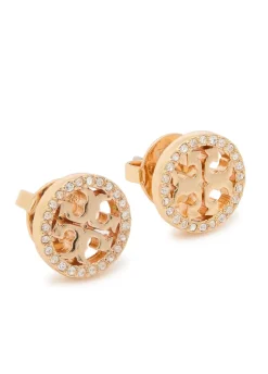 Icon pavé 18kt gold-plated stud earrings