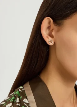 Icon pavé 18kt gold-plated stud earrings