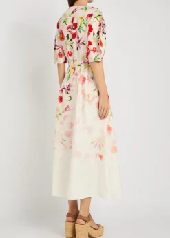 Ignis belted floral-print linen midi dress