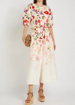 Ignis belted floral-print linen midi dress