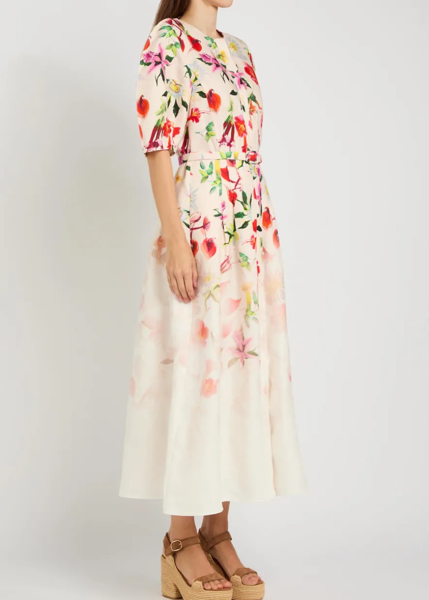 Ignis belted floral-print linen midi dress