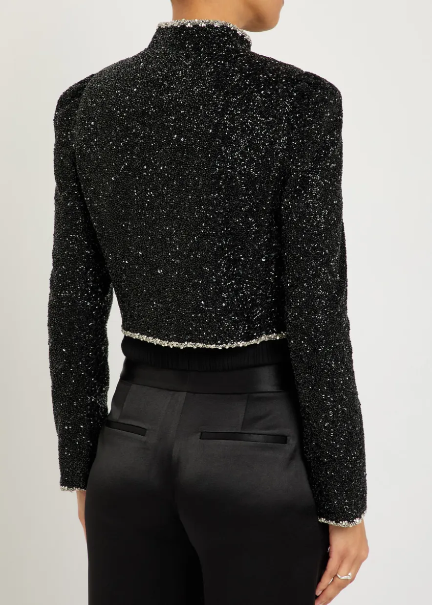Ilaria embellished crepe cropped jacket