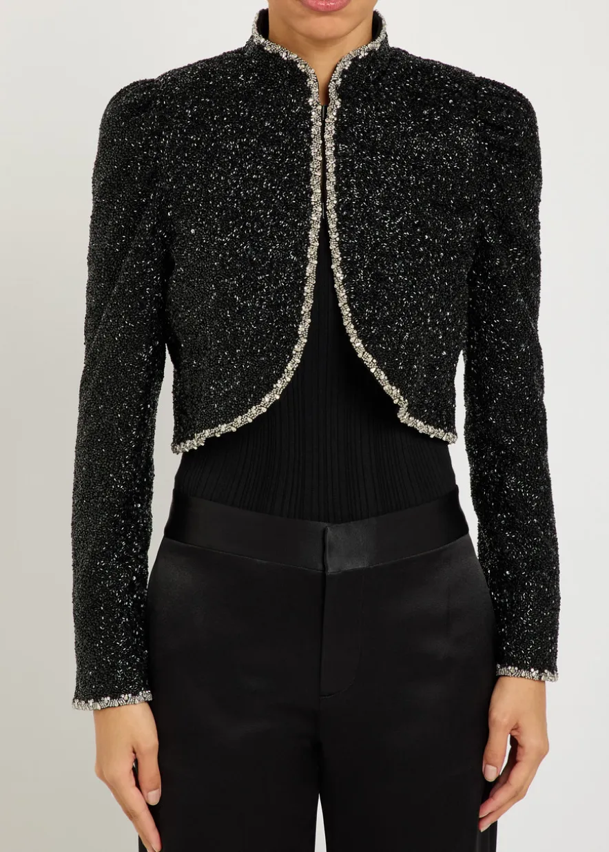 Ilaria embellished crepe cropped jacket