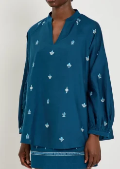 Ilizia embroidered cotton and silk-blend shirt