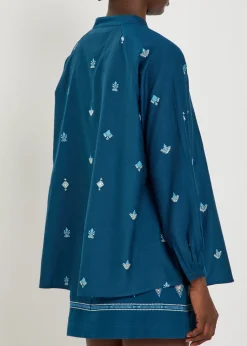 Ilizia embroidered cotton and silk-blend shirt