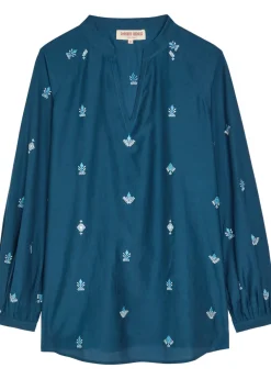 Ilizia embroidered cotton and silk-blend shirt