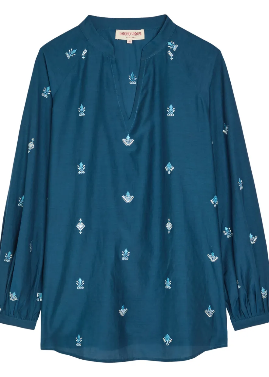 Ilizia embroidered cotton and silk-blend shirt