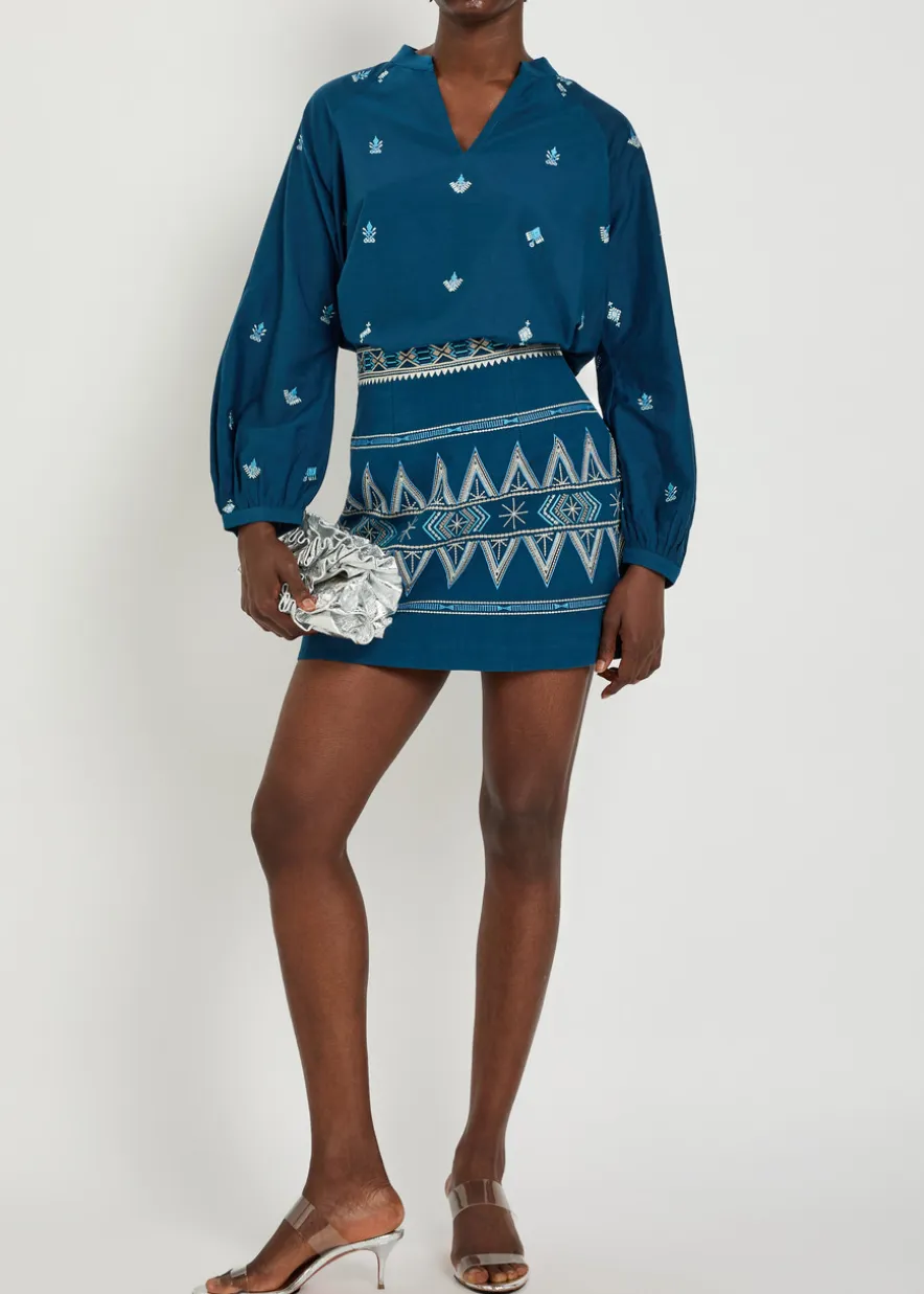 Ilizia embroidered cotton and silk-blend shirt