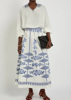 Illizia embroidered cotton-blend blouse