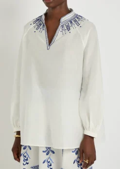 Illizia embroidered cotton-blend blouse