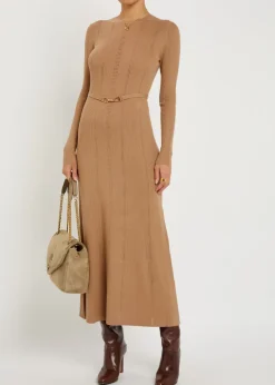 Imagene belted wool midi dress