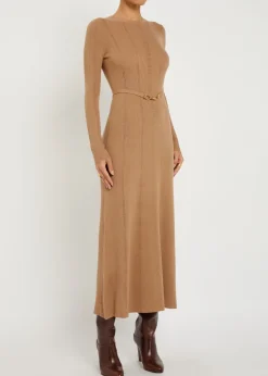 Imagene belted wool midi dress