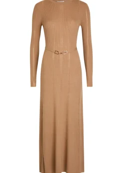 Imagene belted wool midi dress