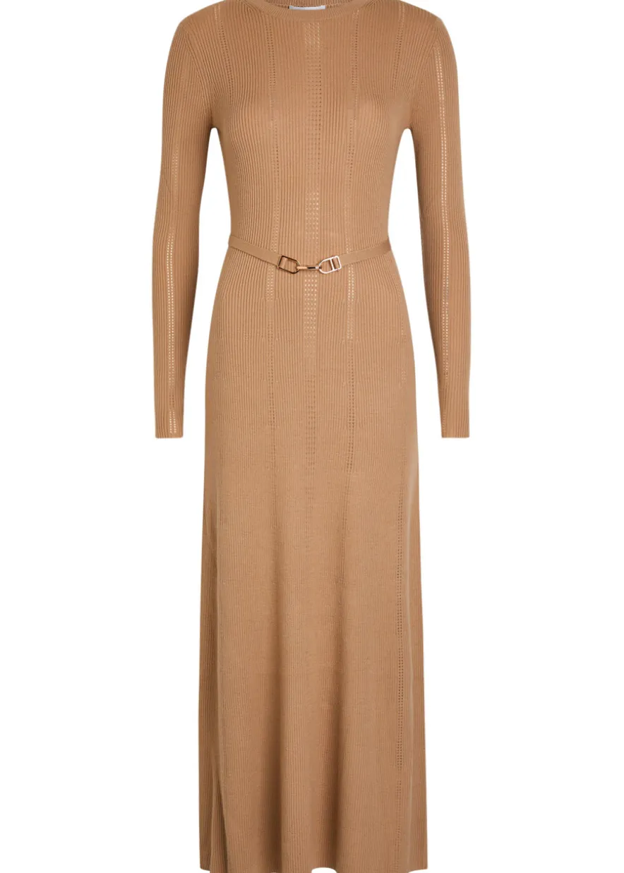 Imagene belted wool midi dress