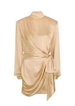 Imara belted wrap-effect silk-blend mini dress
