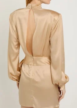 Imara belted wrap-effect silk-blend mini dress