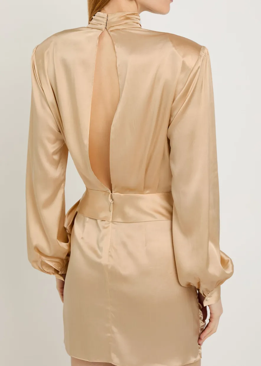 Imara belted wrap-effect silk-blend mini dress