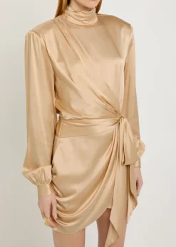 Imara belted wrap-effect silk-blend mini dress