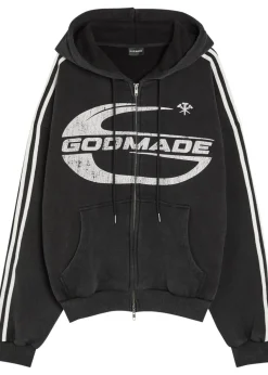 Imperial logo striped hooded cotton sweatshirt