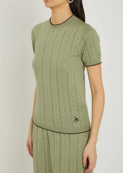 Indiana pointelle-knit cotton T-shirt