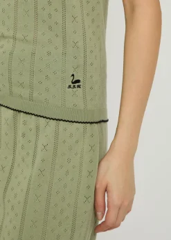 Indiana pointelle-knit cotton T-shirt