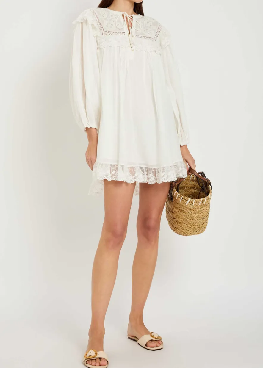 Inez embroidered cotton mini dress