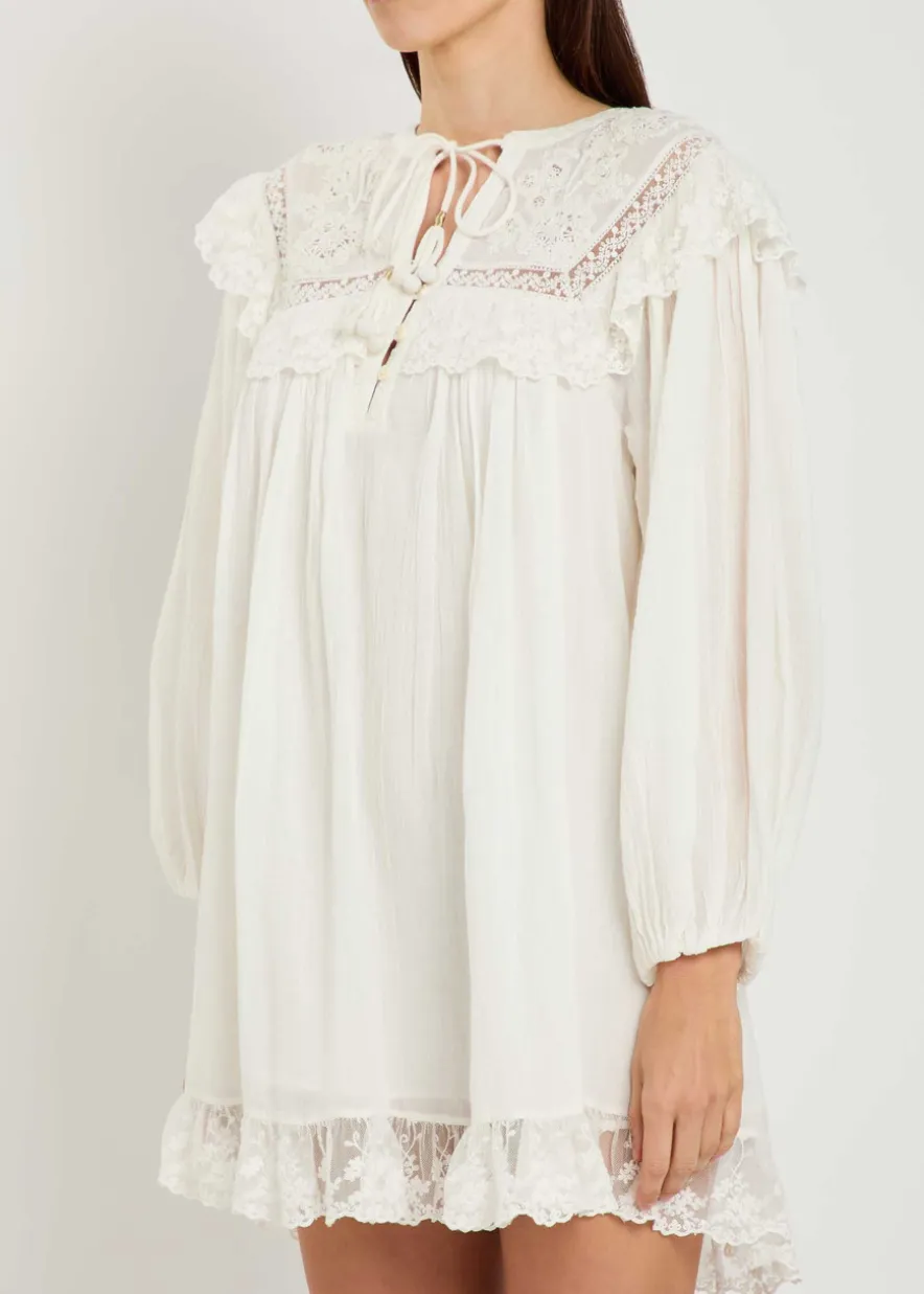 Inez embroidered cotton mini dress