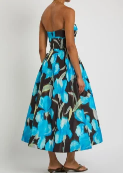 Ingrid floral-print moiré midi dress