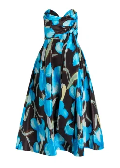 Ingrid floral-print moiré midi dress