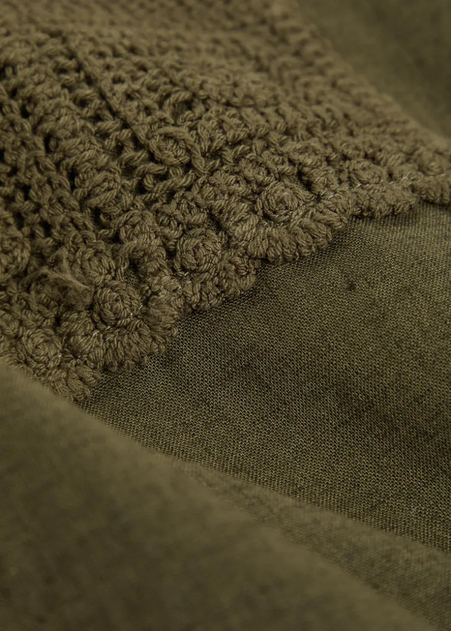 Inigo crochet-trim cotton and linen-blend shirt