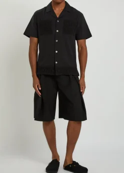 Inigo crochet-trim cotton and linen-blend shirt