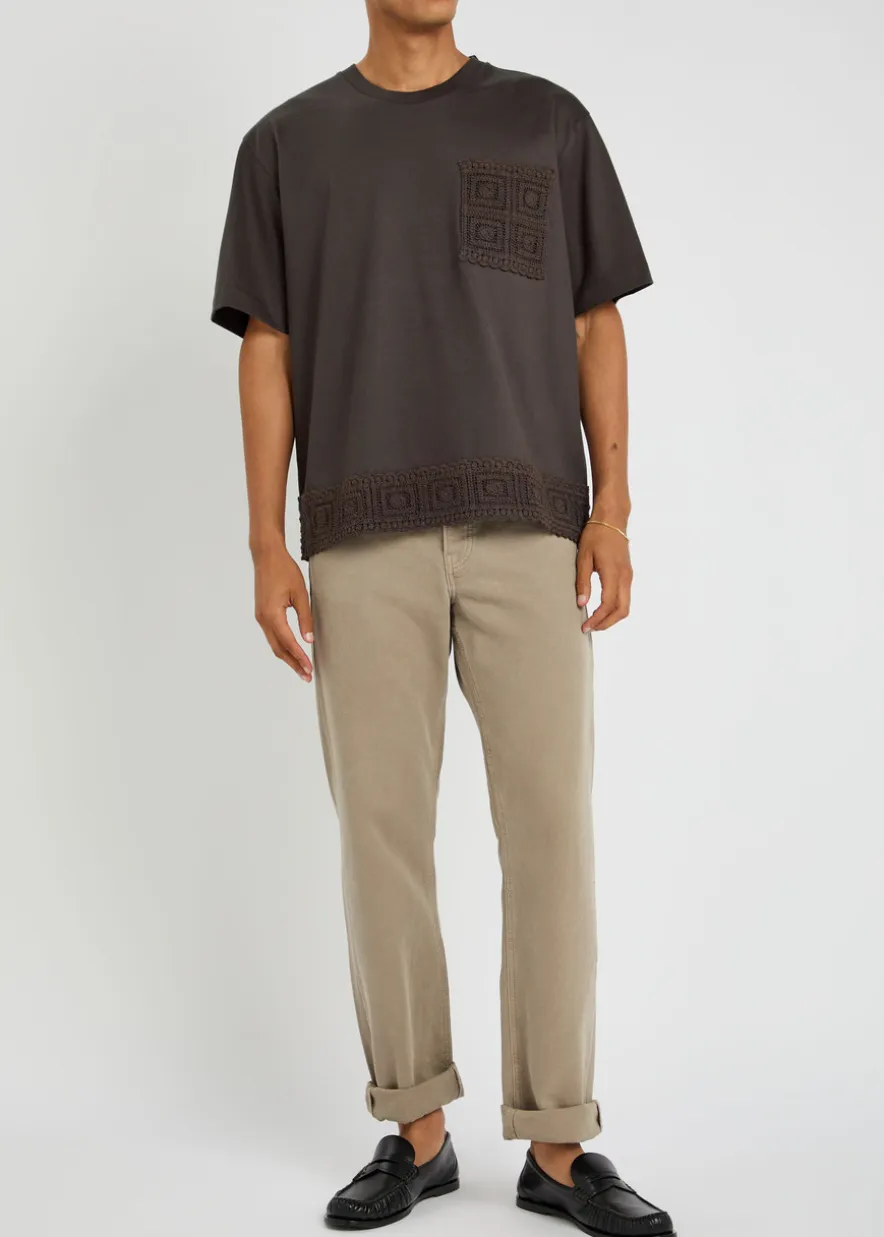 Inigo crochet-trimmed cotton T-shirt
