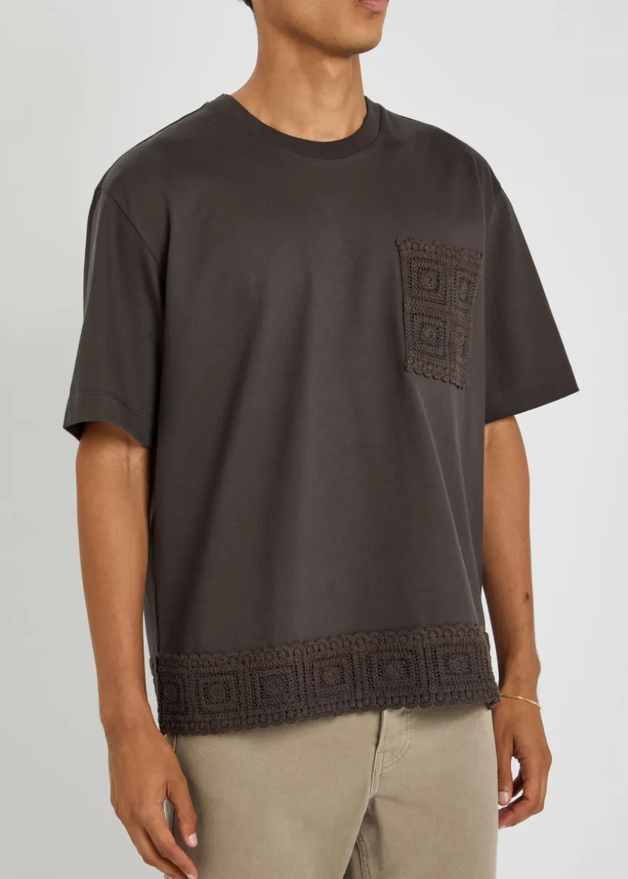 Inigo crochet-trimmed cotton T-shirt