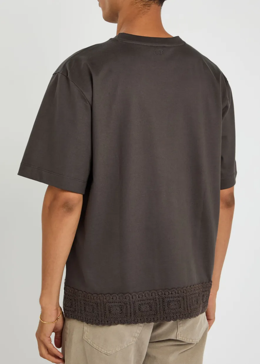 Inigo crochet-trimmed cotton T-shirt