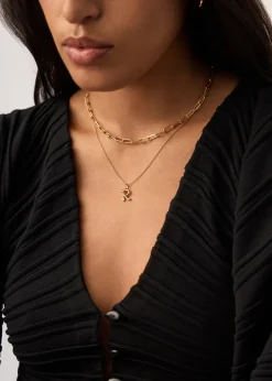 Initial R mini 18kt gold vermeil necklace