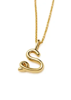 Initial S mini 18kt gold vermeil necklace