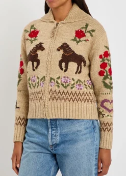 Intarsia cotton-blend cardigan