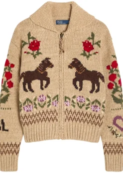 Intarsia cotton-blend cardigan