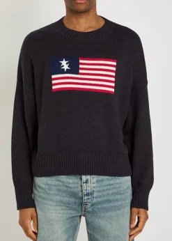 Intarsia fine-knit cotton jumper