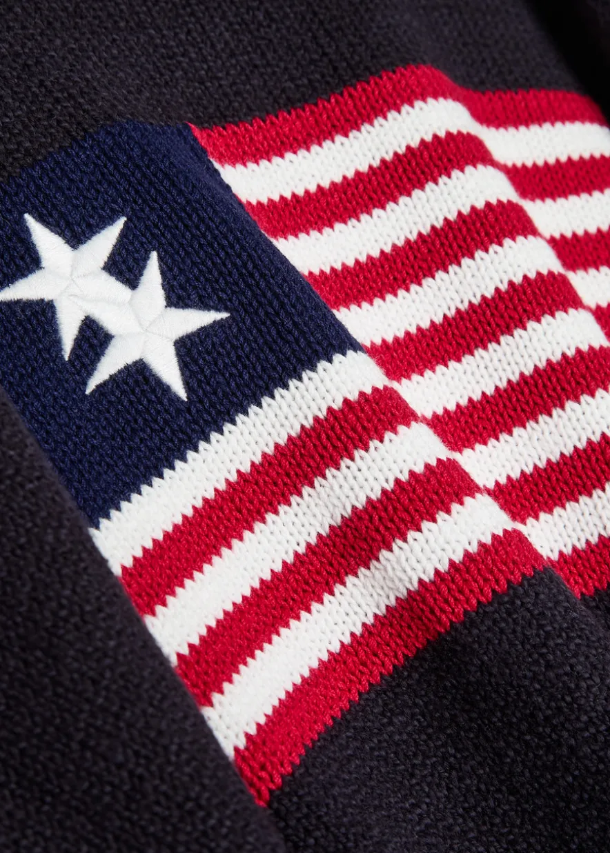 Intarsia fine-knit cotton jumper