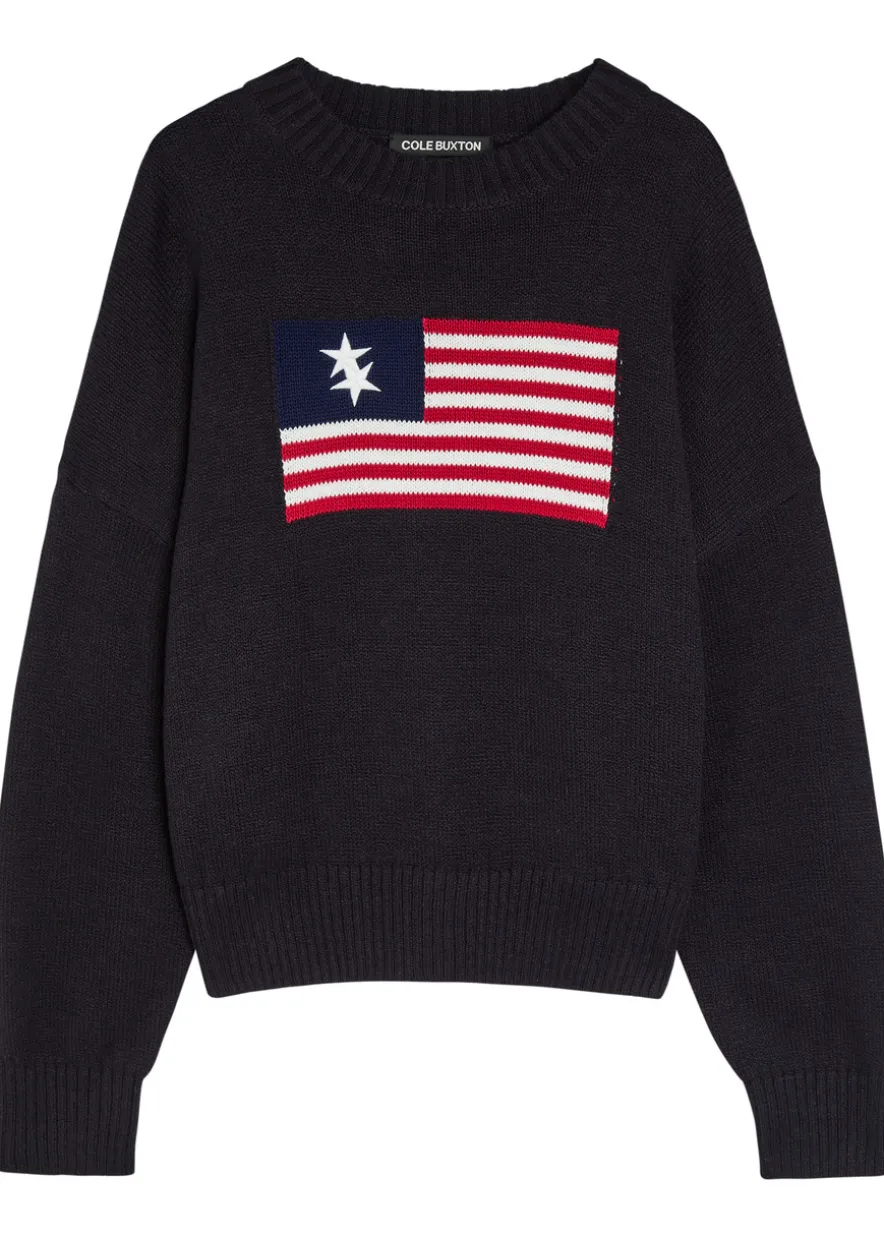 Intarsia fine-knit cotton jumper