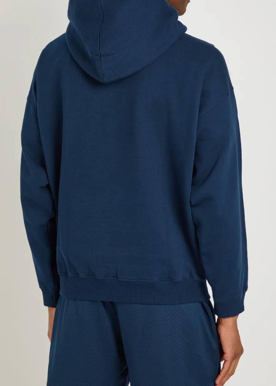 International hooded logo-embroidery cotton sweatshirt