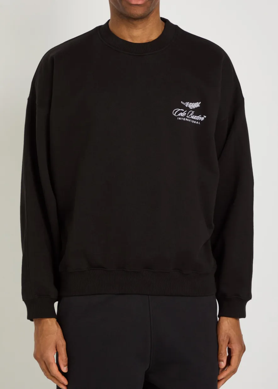International logo-embroidery cotton sweatshirt